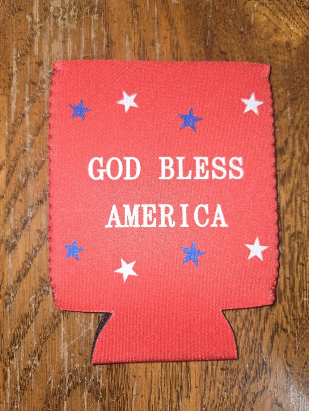 Patriotic 'God Bless America' Red Can Cooler